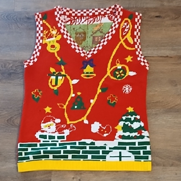 Festive Red Christmas Sweater Vest - Picture 1 of 2